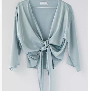 Urban Outfitters Nicole Satin Top - Slate Blue